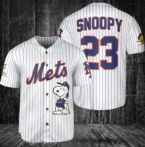 NY Mets Peanuts Snoopy Baseball Jersey White Scesy