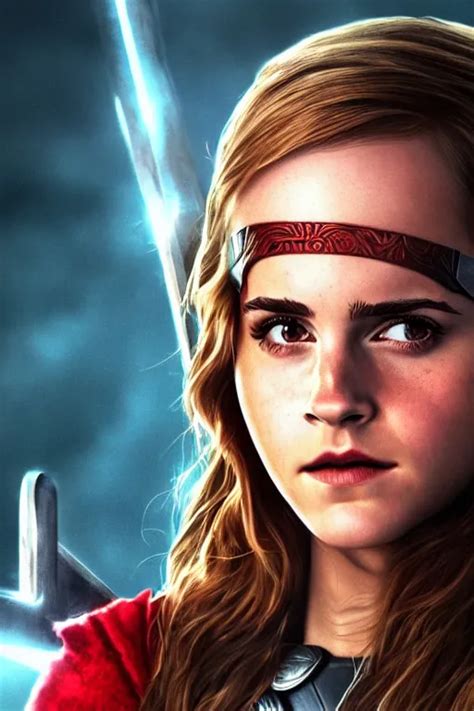 Photorealistic Art Of Emma Watson As The Mighty Thor Stable