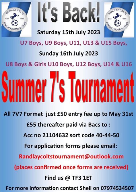 Randlay Colts Summer Football Tournament Junior Grassroots