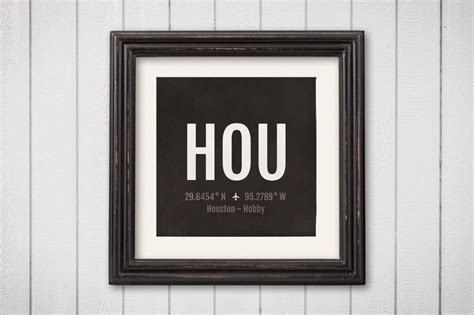 Houston Airport Code Print HOU Aviation Art Texas Airplane - Etsy