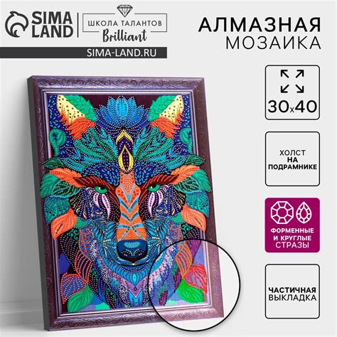 Алмазная мозаика с частичным заполнением и форменными стразами на раме ...