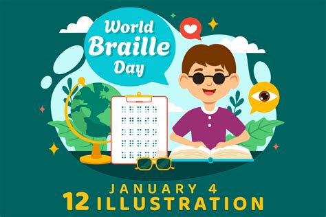 Premium World Braille Day Illustration pack from School & Education Illustrations