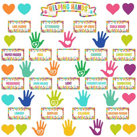 Buy 68 Pcs Helping Hands Bulletin Board Classroom Jobs Chart Everyone