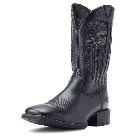 Ariat Men Sport My Country Venttek Western Boot Black Deertan El