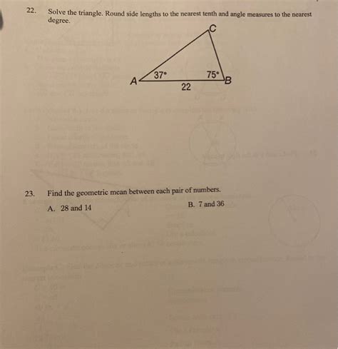 Solved 22 Solve The Triangle Round Side Lengths To The