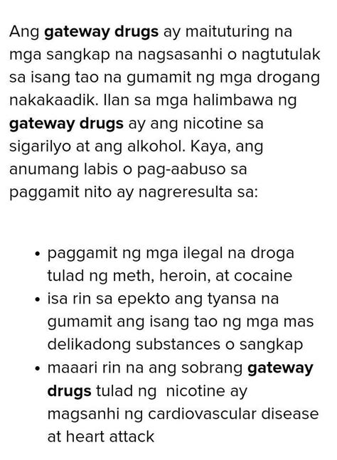 Epekto Nang Pag Abuso Sa Mga Gateway Drugs Brainly Ph