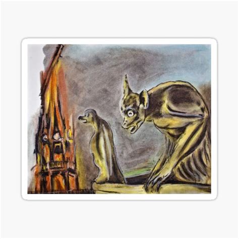 "Gargoyles, Notre Dame, Pastel Drawing, Original Art" Sticker for Sale by ElChiefA | Redbubble