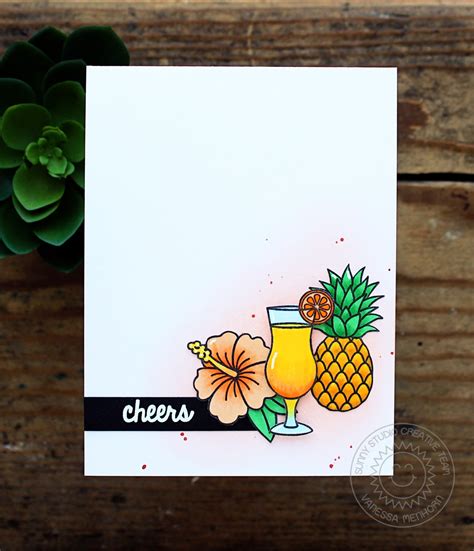 Sunny Studio Tropical Paradise Cheers Pineapple Drink Card With Vanessa