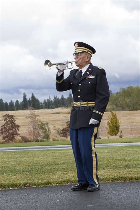 Playing Taps at Veterans Funeral. Editorial Image - Image of instrument ...