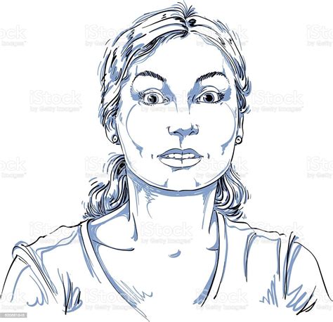 Vector Portrait Of Scared Woman Illustration Of Amazed Female Stock Illustration Download