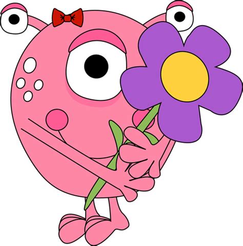 Girl Monster Holding A Flower Monster Quilt Monster Clipart Cute Monsters