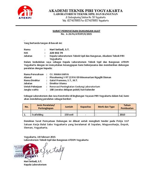 Detail Contoh Surat Permohonan Dukungan Alat Koleksi Nomer