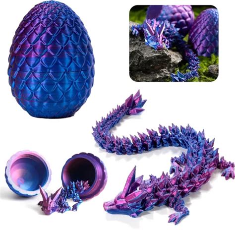 D Printed Dragon Full Articulated Crystal Dragon With Egg Executive