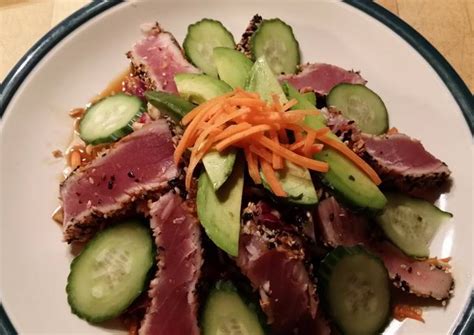 Sesame Crusted Seared Ahi Tuna Salad Recipe By Chefwill29 Cookpad