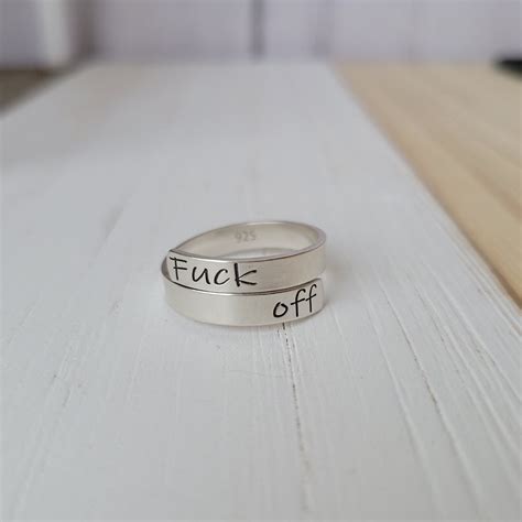 Curse Word Gift Fuck Off Ring Sterling Silver Adjustable Etsy