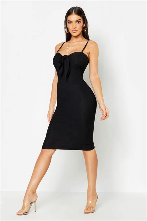 Basic Tie Front Midi Dress Boohoo