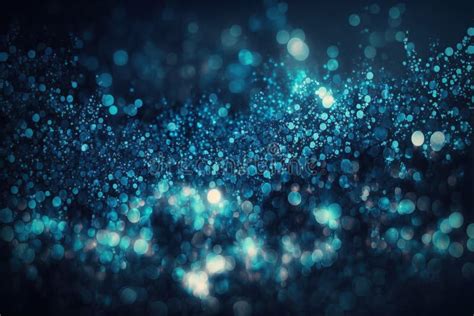 Abstract Blue Glitter Bokeh Background Generative Ai Stock