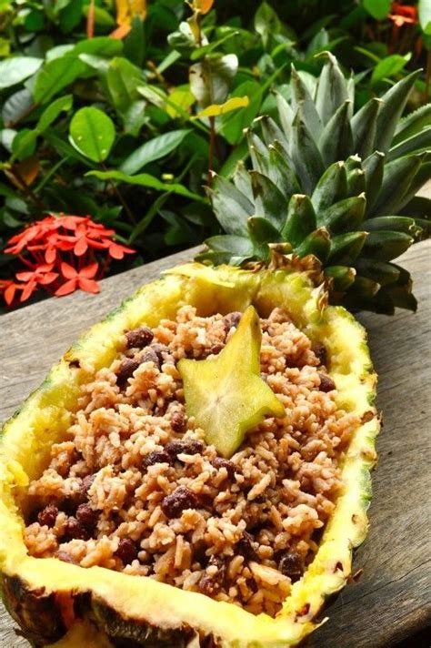 Caribbian Rice And Beans Served In A Hollowed Out Pineapple Caribbean