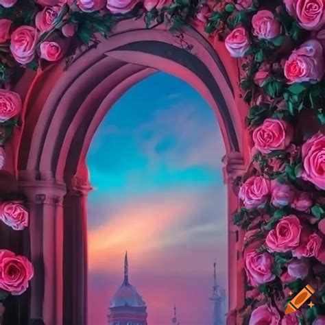 Archway Covered In Vibrant Roses