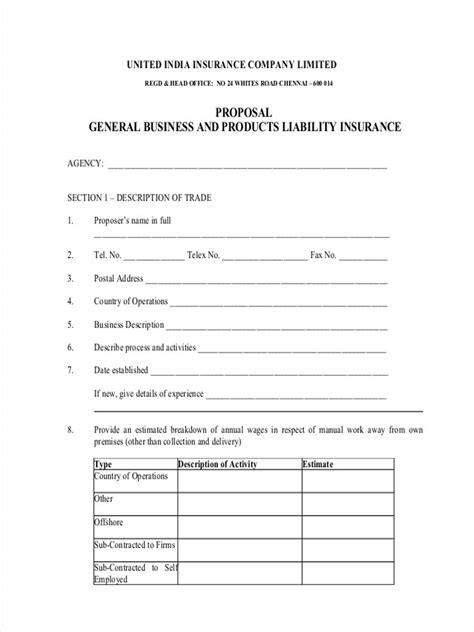 FREE 5 Business Liability Forms In PDF