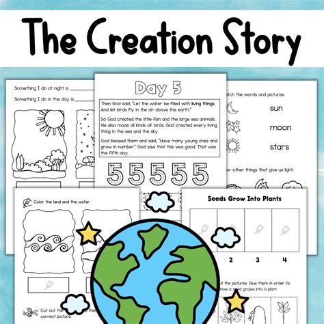 Days Of Creation Story Activities Posters Worksheets Book Bible