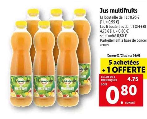 Offre Pur Jus Multifruits Bio Solevita Chez Lidl