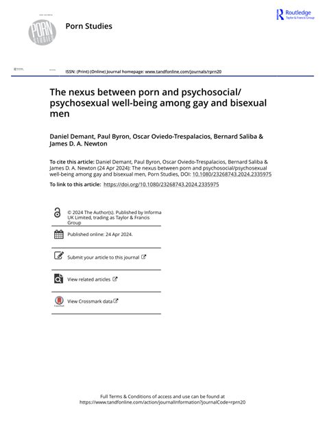 PDF The Nexus Between Porn And Psychosocial Psychosexual Well Being Among Gay And Bisexual Men