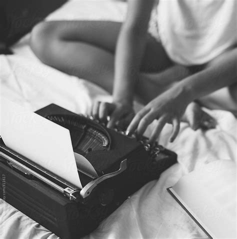 Woman Typing On A Typewriter By Stocksy Contributor Guille Faingold