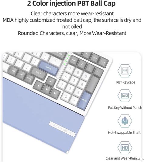 Mechanical Keyboard Wireless Key Bluetooth G Wired USB C Hot Swappable Wireless Gaming