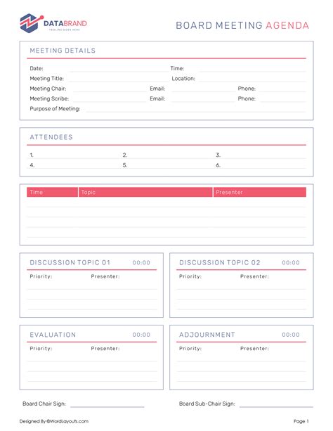 Non Profit Board Meeting Agenda Template Wordlayouts