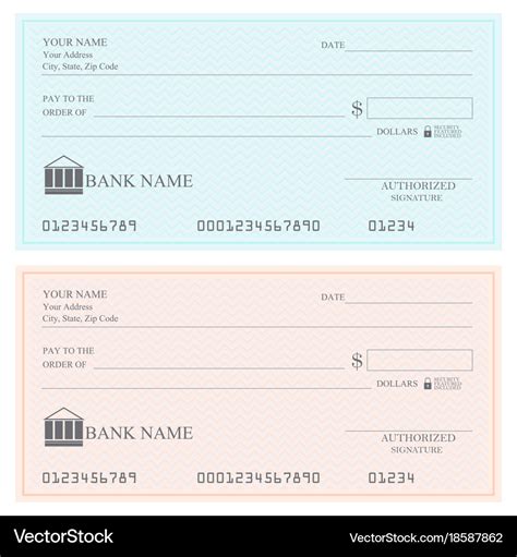 Blank bank checks or cheque book Royalty Free Vector Image