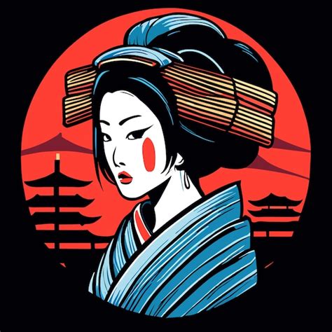 Geisha Japonesa Samurai Garota Desenhada M O Plano Elegante Adesivo