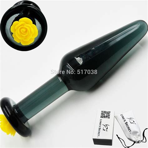 W1031 Small Rose Adornment Pyrex Glass Butt Anal Plug Slim Dildo Adult Male Female Masturbation