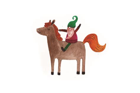 Gnome Riding A Horse Watercolor Svg Cut File By Creative Fabrica