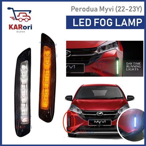 Perodua Myvi Facelift 2022 2023 Front Daytime Led Drl Fog Light