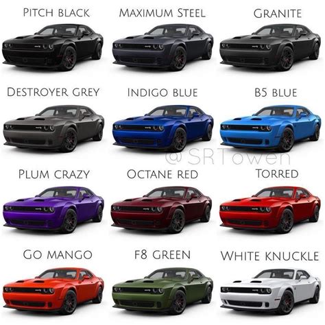 797hp Dodge Hellcat Redeye Color Options 2022 Challenger Colors
