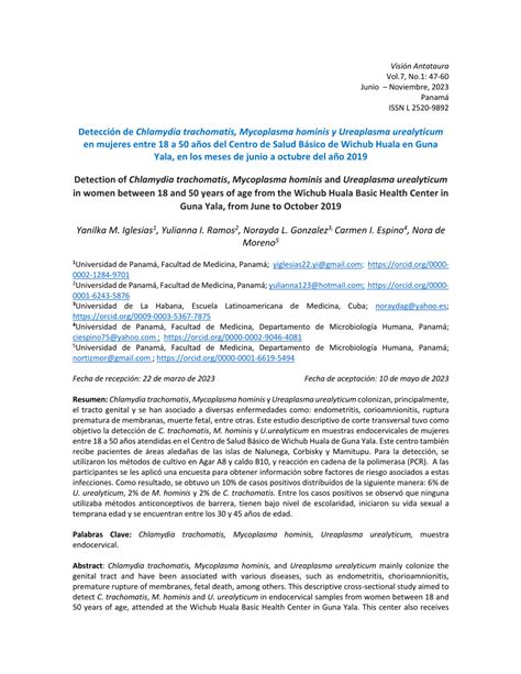 PDF Detección de Chlamydia trachomatis Mycoplasma hominis y