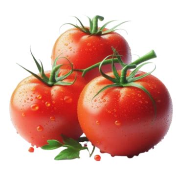 Drei Reife Tomaten Mit Grünen Blättern Auf Einem Transparenten Clipart