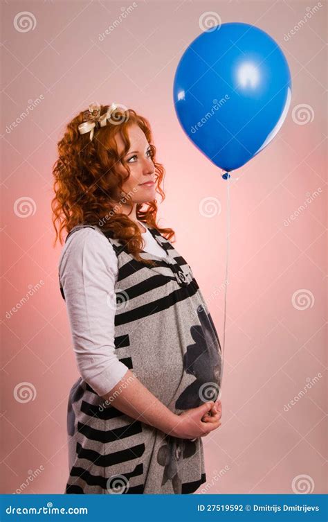 Beautiful Pregnant Woman Holding Balloon Stock Photo Image Of Belly