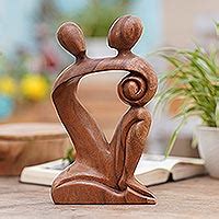 Romantic Wood Sculpture Heart To Heart Novica