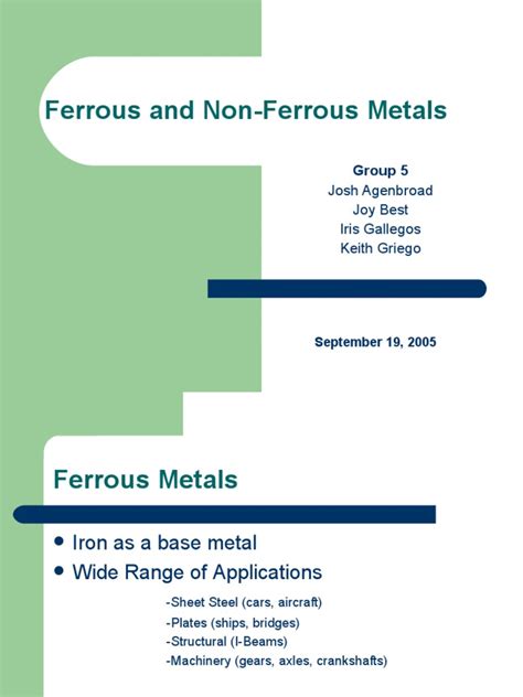 Ferrous And Non Ferrous Metals Group 5 Pdf Steel Metals