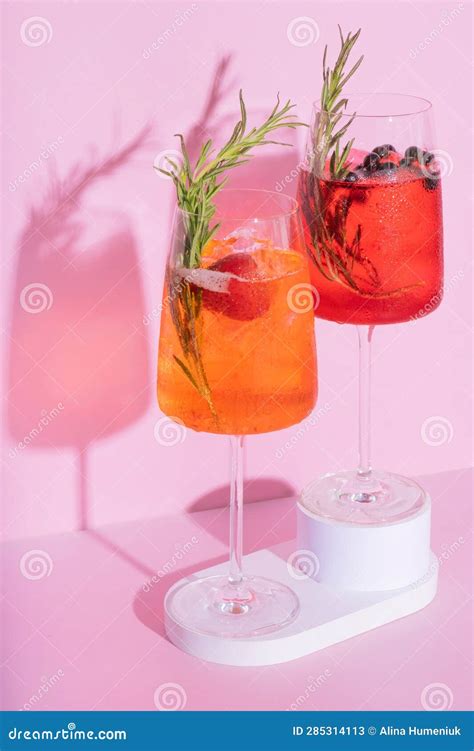 Summer Alcoholic Cocktails With Ice Relaxing Refreshing Drinks For Hot