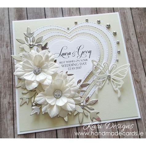 Handmade Wedding Cards with White Flowers and Butterflies