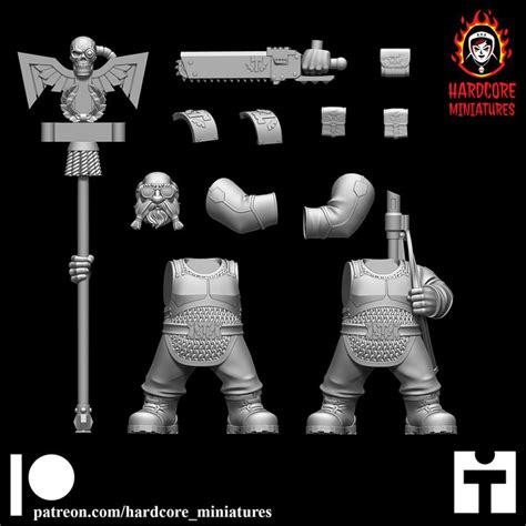 D Printable Space Dwarf Standard Bearer Modular Set By Hardcore Miniatures