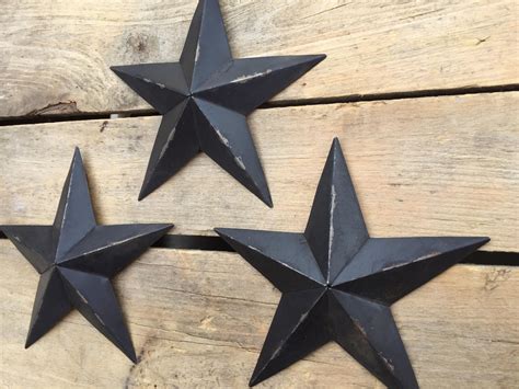 Set of 3 Black Metal Barn Stars - 5