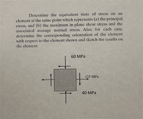 Solved Determine The Equivalent State Of Stress On Anelement Chegg