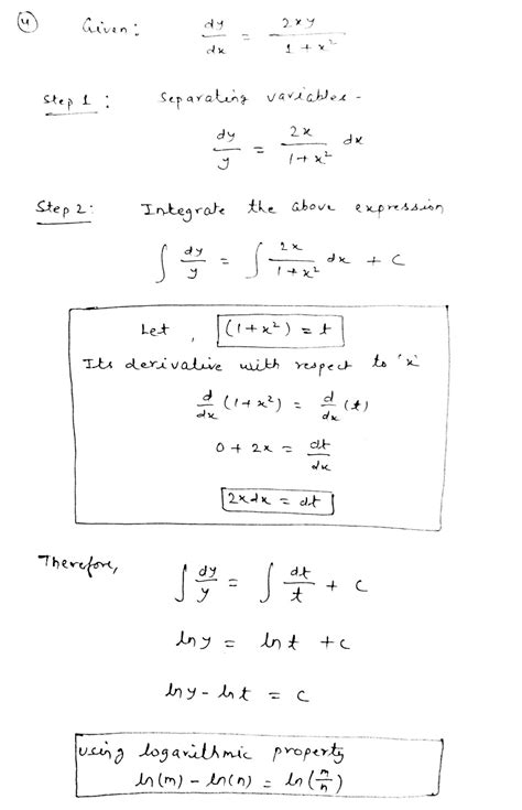 Solved Separation Of Variables Using The Y Prime Show Your Solution