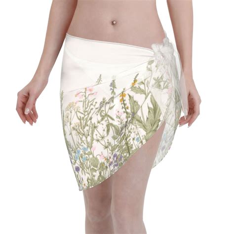 Ocsxa Herbs And Wildflowers Print Sarong Coverups For Women Bathing