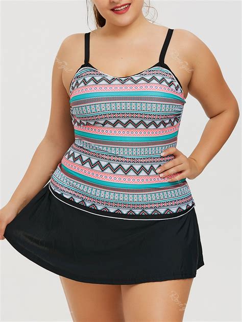 30 Off Print Skirted Plus Size Tankini Swimwear Rosegal