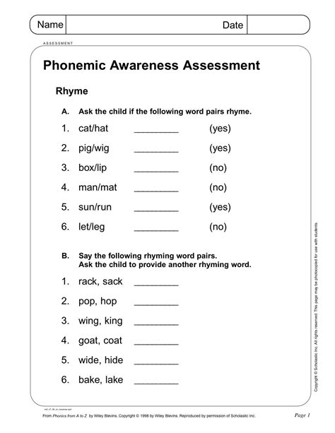 Free Printable Phonemic Awareness Worksheets